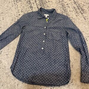 J. Crew Navy Polka Dot Button-Up